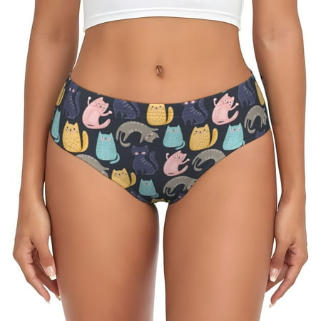 Womens Underwear - Cute Cat No.1081 No Show Seamless Underwear for Women  Kawaii Soft Stretch Women s Panties  Hipster Ladies Panties Bikini Underwear Briefs