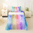 thumbnail image 2 of Manfei Ink Rainbow Twin Sheets, Sparkle Star Print Bedding, Blue Violet, 3pcs, 1 Flat Sheet, 1 Fitted Sheet and 1 Pillowcase, 2 of 6