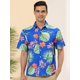 thumbnail image 2 of Lars Amadeus Camisa con estampado floral para hombre Camisas de playa de verano de manga corta con botones Azul verde S Unique Bargains Camisas, 2 of 6
