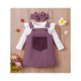 thumbnail image 2 of Mialoley Baby Girl Ruffle Crotch Button Tops Suspender Skirt Headband Suit, 2 of 9