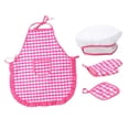 thumbnail image 4 of Juego de cocina para niños Sunnimix Delantal y gorro de cocinero para niños escocesa roja, 4 of 8
