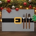 thumbnail image 2 of Christmas Placemats Set of 4, Santa Claus Belt Place Mats Grey Placemat Table Decoration for Kitchen Table Dinner Xmas Holiday Party Home Decor Indoor Outdoor 13x19 Inch, 2 of 9