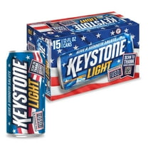 Keystone Light Beer, 15 Pack, 12 fl oz Aluminum Cans, 4.1% ABV, Domestic Lager