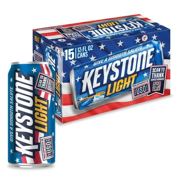 Keystone Light Beer, 15 Pack, 12 fl oz Aluminum Cans, 4.1% ABV, Domestic Lager