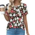 thumbnail image 3 of Blouses pour Femmes Col Rond Mode Décontractée Manches Courtes Printemps/été Haut, 3 of 4