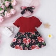 thumbnail image 5 of Wxirdiow Rompers for Toddlers Toddler Girls Floral Print Ruffle Dress Casual Birthday Party Tutu Dress with Headband Red Size,9-12 Months, 5 of 8