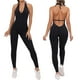 thumbnail image 1 of Mono de yoga sin espalda con cruzado en la espalda para mujer - Manga larga, nailon/spandex, S-L, muy elástico, entrenamiento/ropa deportiva, 1 of 8