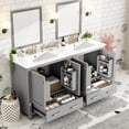 thumbnail image 2 of Grey Bathroom Vanity Set 60 inches with Embedded Ceramic Sinks and Sturdy Solid Wood Frame, 2 of 7