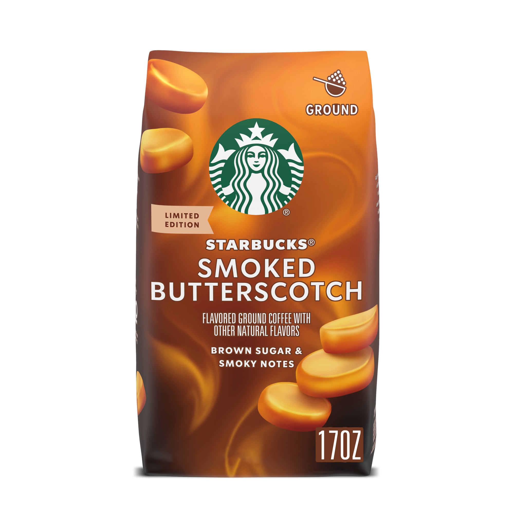 Starbucks Smoked Butterscotch Flavored Ground Coffee, 100% Arabica, 17 oz
