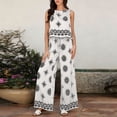 thumbnail image 5 of TEAJOPSUU Womens 2 Piece Boho Floral Sets Loose Sleeveless Crew Neck Tank Tops Wide Leg Drawstring Waist Pants with Pockets Macthing Outfits White, 5 of 5