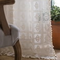 thumbnail image 2 of 2 Panels Boho Curtains Crochet Lace Patchwork Semi-Blackout Handmade Tassels 59" W x 87" L, 2 of 4