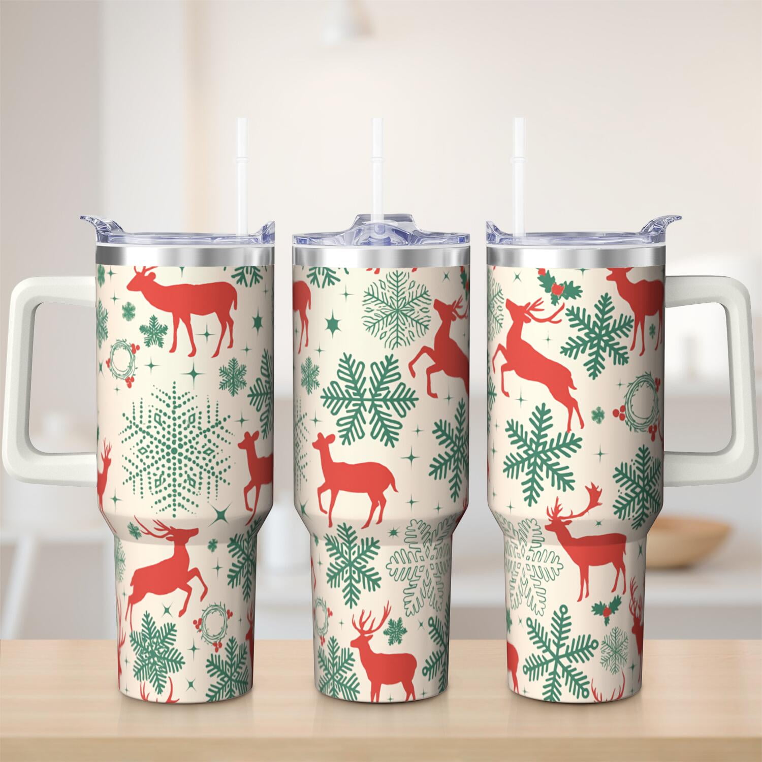 1pc 40 oz Christmas Tumbler with Lid and Straw Stainless steel Insulated tumblers Cute water bottle Travel/Gym coffee tumbler Gifts for Women/men