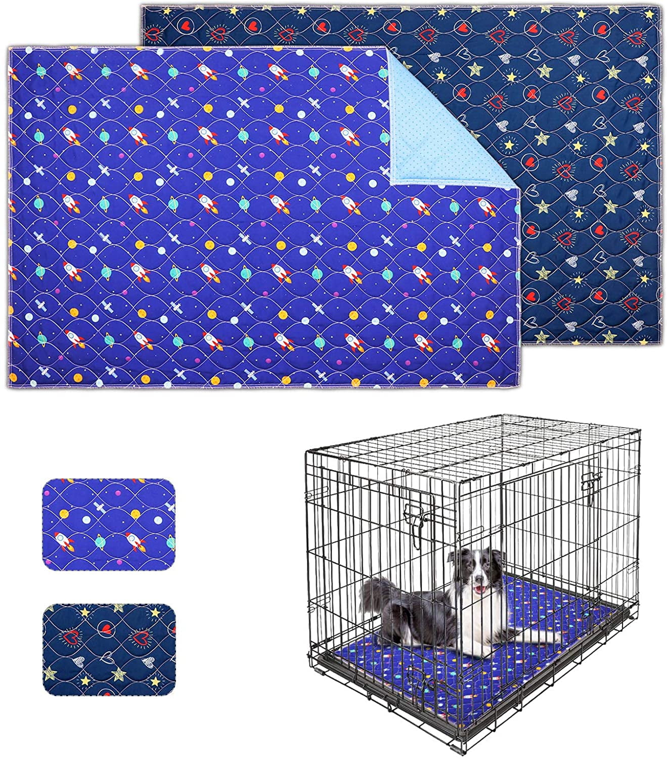 2 PCS Dog Crate Liners Washable Pee Pads Dog Crate Pads Mats Dog Crate