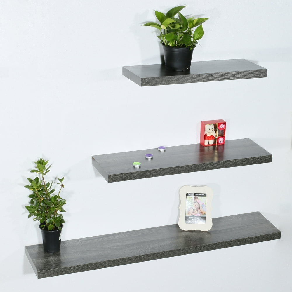 kitchen black floating shelves