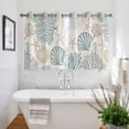 thumbnail image 3 of Coastal Ocean Kitchen Curtains Short 54 Inch Length, Vintage Coral Starfish Shell Seahorse Grommet Top Bedroom Living Room Curtains, Light Filtering Cafe Curtain Drapes 2 Panels Set 84''x54'', 3 of 9