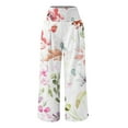 thumbnail image 4 of COSFO Floral Womens Pants Red Casual Palazzo High Elastic Waisted Wide Leg Pants with Pocket Loose Pants, 4 of 5