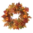 thumbnail image 1 of Guirnalda de calabaza de otoño, calabazas artificiales, corona de otoño, corona de puerta de cosecha para puerta de Acción de Gracias, decoración de, 1 of 8