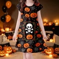 thumbnail image 2 of Toddler Halloween Dress Flutter Sleeve Printed Girls Casual Dress For Halloween Daily Party Wear Breathable Polyester Fabric, 2 of 4