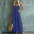 thumbnail image 7 of VBVC Women's Cotton Linen Spaghetti Strap Maxi Dress , Summer Casual Long Dress For Women , Ladies' Loose Fit Beach Vacation Dress with Pockets,Blue,S-2XL, 7 of 7