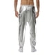 thumbnail image 4 of Pantalones de cuero con cintura elástica para hombre: cierre con cordón, tejido de poliéster, color liso, corte regular para uso informal/deportivo., 4 of 6