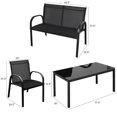 thumbnail image 2 of Costway 4 PCS Patio Furniture Set Sofa Coffee Table Steel Frame Garden Deck Black, 2 of 8