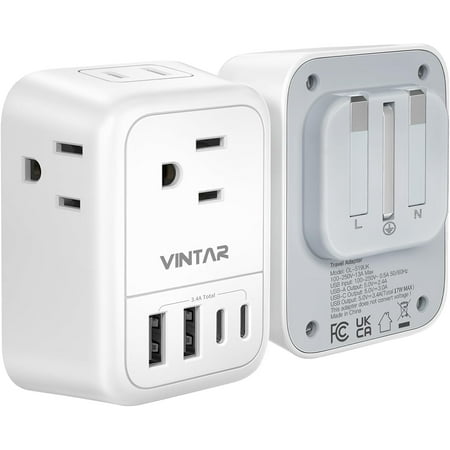 VINTAR Foldable Ireland Travel Plug Adapter with 4 Outlets and 4 USB Ports(2 USB C), 8 in 1 Type G Power Adapter for US to Dubai Hong Kong Scotland British London England Irish