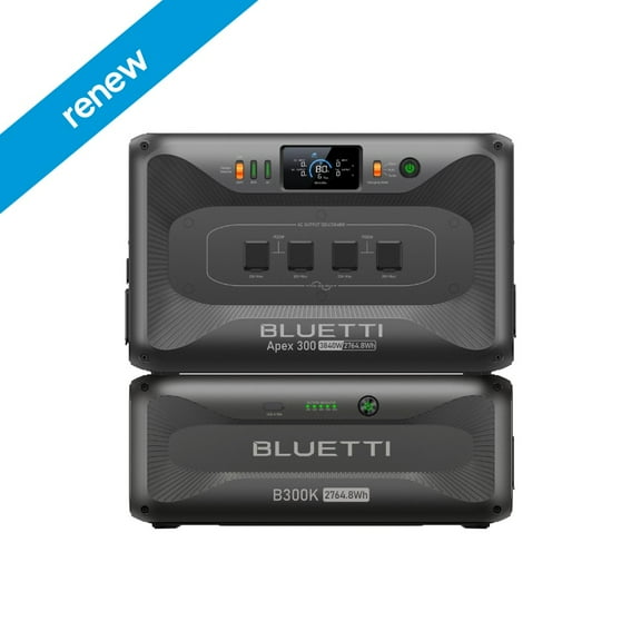 Restored BLUETTI Apex 300 & B300K 5529Wh Solar Power Station, 3840W AC, for Home & RV Backup Refurbished