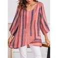 thumbnail image 3 of Sonducket Camiseta de mujer Blusa suelta de manga larga Top de rayas con cuello en V de otoño Prendas para la parte del cuerpo Rojo SG Sonducket AP003137-12, 3 of 4