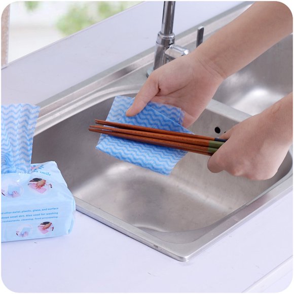 Random Color 160PCS/2 Packs Environmental Disposable Washing Dish Towel Kitchen Cleaning Cloth Non-stick Oil Wiping Rags Towel Bag
