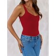 thumbnail image 5 of Womens U-Neck Tank Tops for Women 2025 Slim Fitted Soft Basic Shirts Red L, 5 of 9