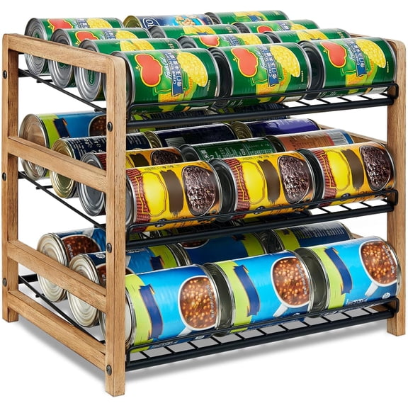 Can Organizer for Pantry 3-Tier, Can Storage Organizer Pantry, Soda Can Organizer, Holds up to 36 Cans Holders for Pantry, Cabinet, Countertop, Carbonized Brown