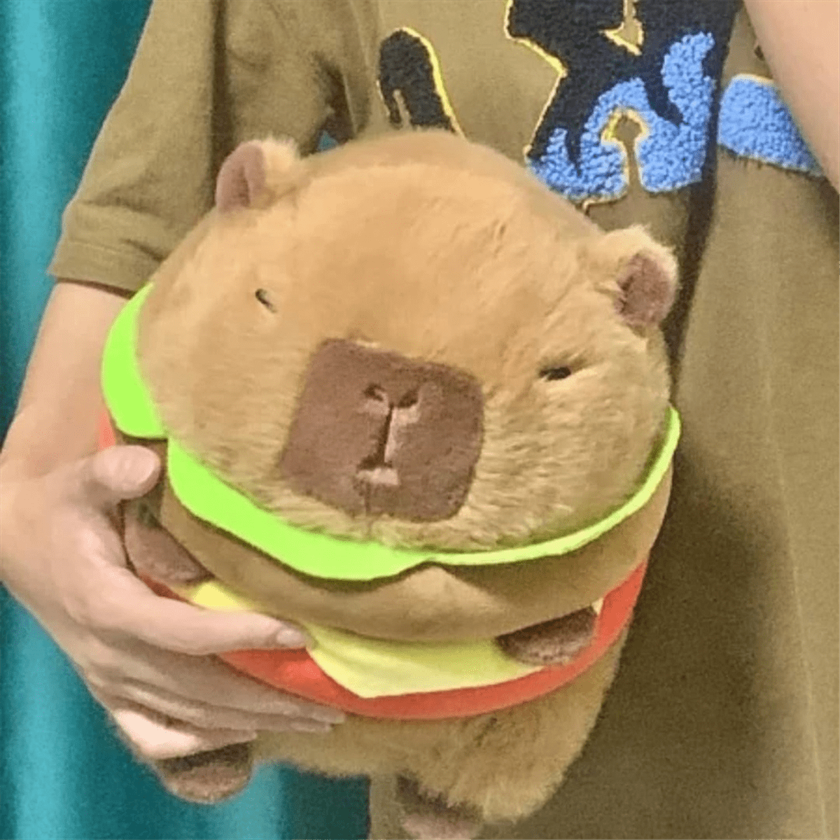 Capybara Kuscheltier Als Hamburger – 20 Cm, Weich, Kuschelig, Niedliches Wasserschwein Plüschtier Für Kinder