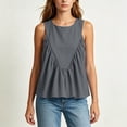 thumbnail image 5 of ClodeEU Women's Round Neck Sleeveless Ruffle Flowy Babydoll Tank Top,Solid Loose Casual Summer Camisole Blouse Gray,Women's Plus M, 5 of 6