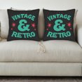 thumbnail image 3 of Set of 2 Vintage & Retro Throw Pillow Covers 18x18in - Bold Teal Text on Black Background for Couch Bed Car, 3 of 8