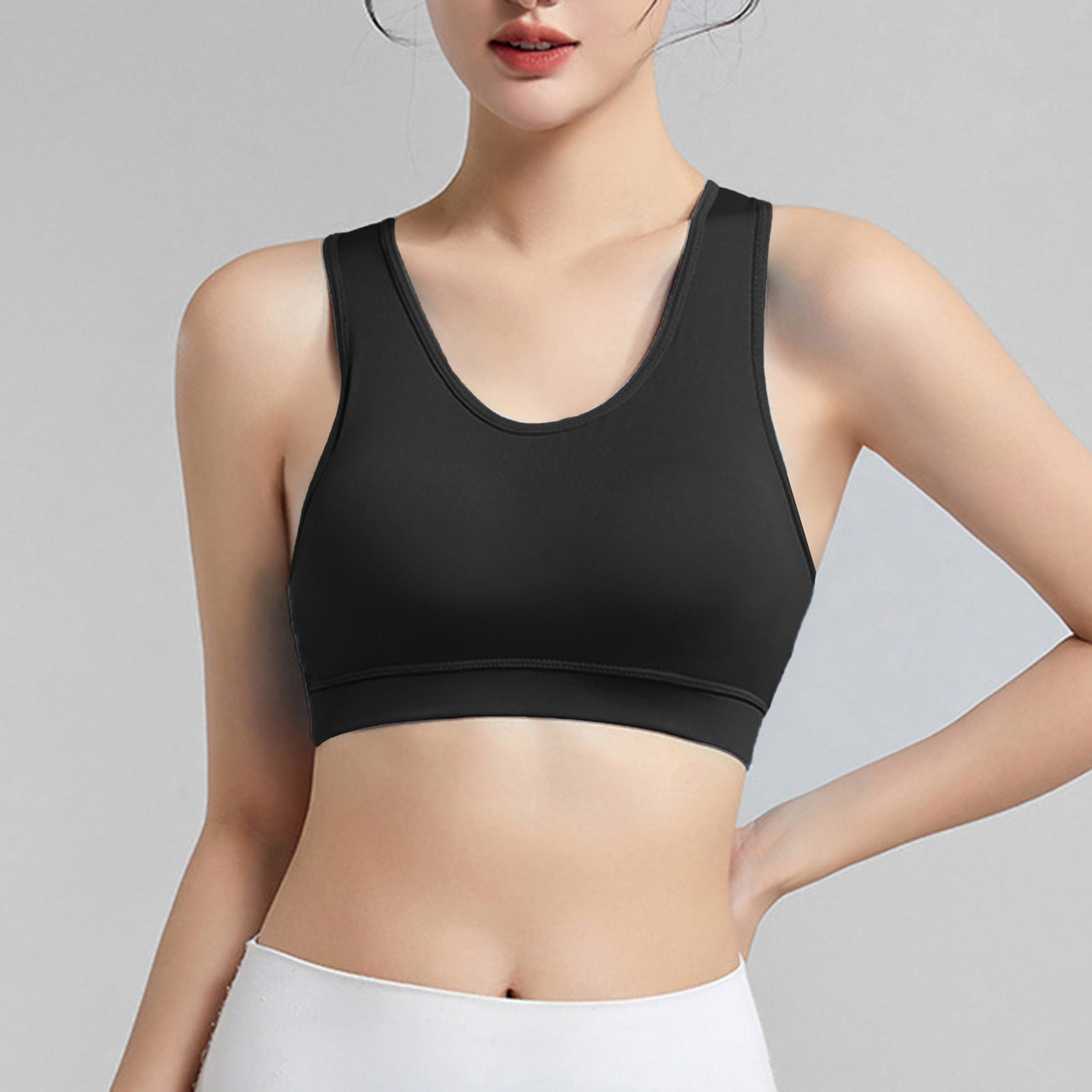 Aayomet Sports Bra and Traceless Tank Top Style Small Chest Converged Fixed  Cup Beautiful Back Without Steel (Black, L) 