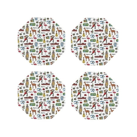 

Matuu Retro Style for Cup Coasters Set of 4 Leather Coasters Desk Coasters for Office Measures 4” x 4”-Octagon