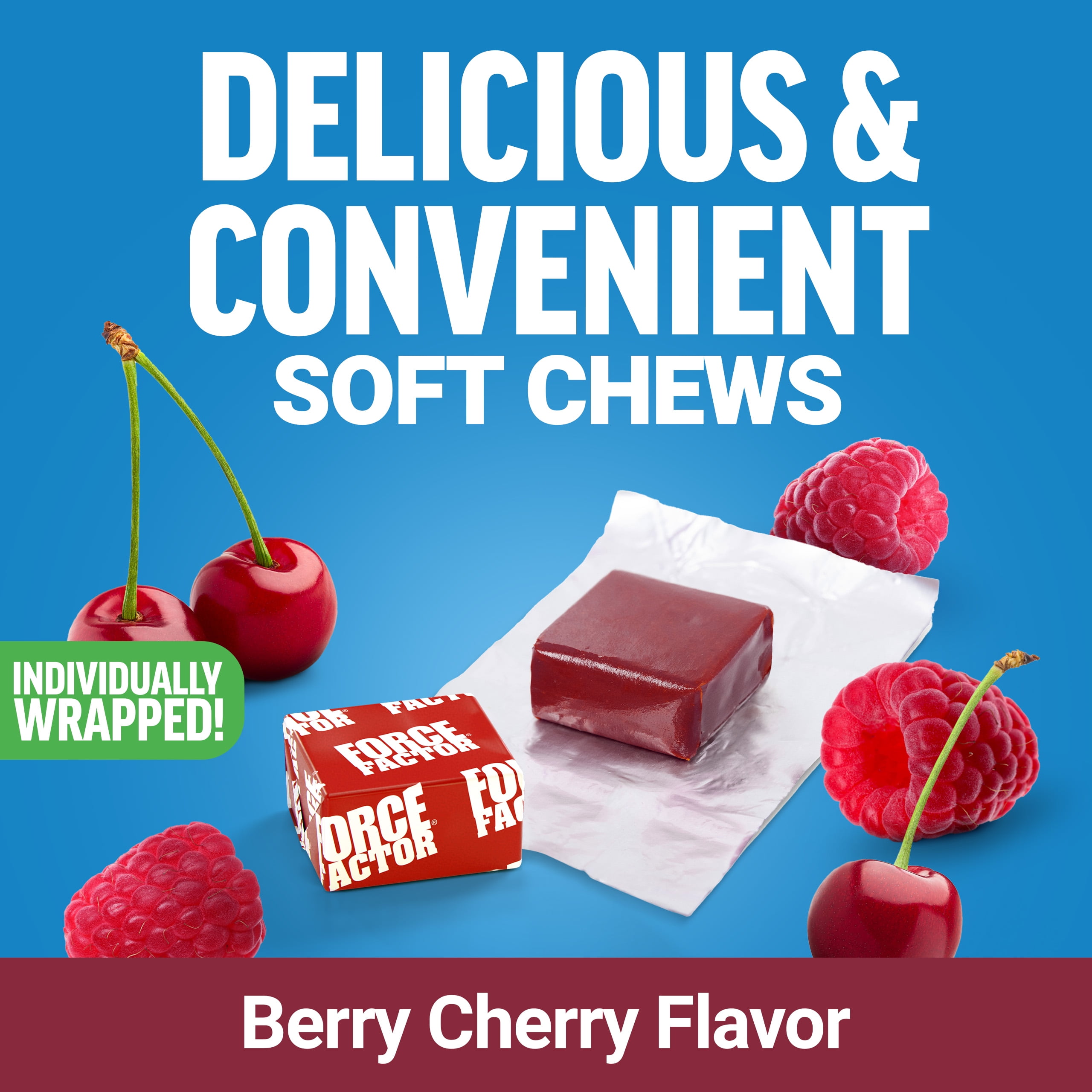 (3 pack) Force Factor Daily Relief Muscle Support, Magnesium Glycinate, Tart Cherry & Bromelain for Muscle Relaxation & Recovery, Berry Cherry, 30 Soft Chews
