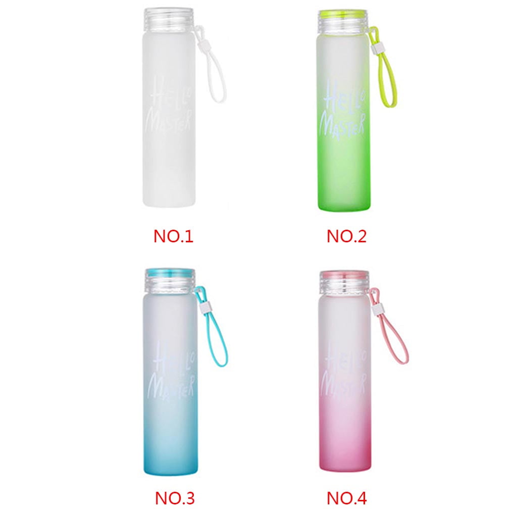 Creative design Gradient color tube glass kettle slender tube cup shape  Small and pure and fresh art glass water bottle