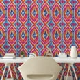 thumbnail image 3 of Ambesonne Tribal Peel & Stick Wallpaper for Home, Pattern of Ikat Shapes Ethno, 13"x72", Magenta Orange and Blue, 3 of 6