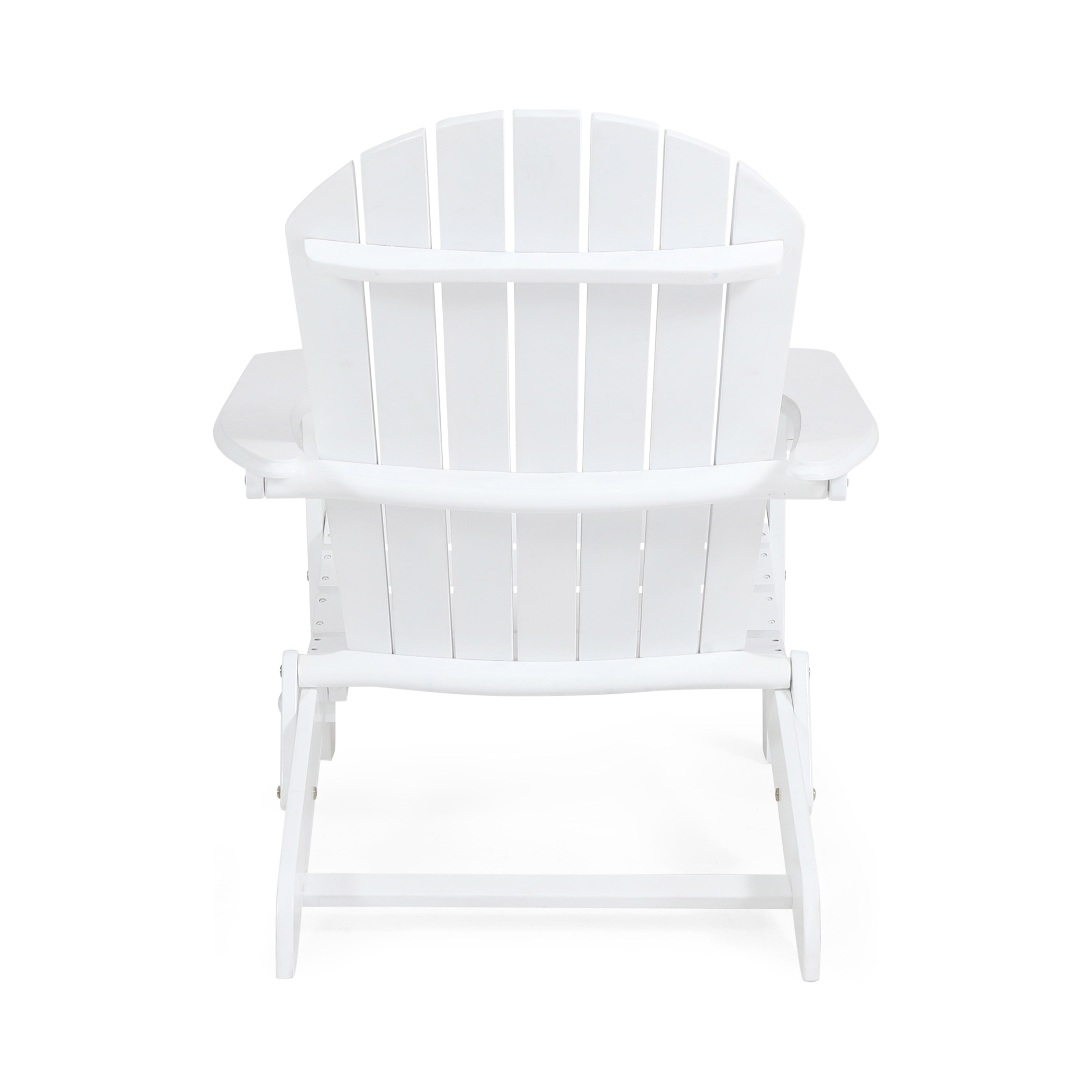 Ariel Outdoor Acacia Wood Folding Adirondack Chairs with Cushions (Set of 4), White and Navy Blue