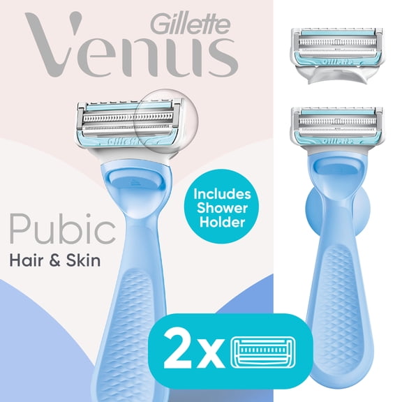 Gillette Venus for Pubic Hair & Skin, Bikini Razors for Women, Intimate Razor for Women, Razor for Bikini Area, Razor Handle   2 Razor Refills