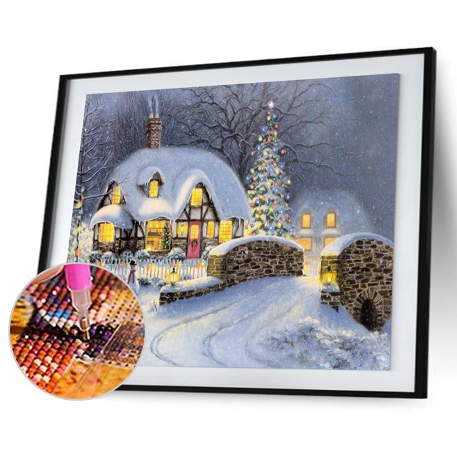 Cuadros Decorativos Navidad noche nieve 5D diamante DIY pintura arte Kit hogar pared decoración Tmvgtek embutido en tela