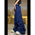 thumbnail image 5 of Pantalones cargo estilo americano Y2k estilo retro de calle, monos lavados con múltiples bolsillos para hombre, pantalones holgados casuales de pierna ancha a la moda Harajuku para mujer, 5 of 5