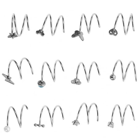 PAMINGONO 12Pcs Nose Piercings Silver Circular for Women Fashion Lovers