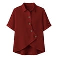 thumbnail image 6 of Edvintorg Women's Blouses & Button-Down Shirts Fashion Turndown Collar 3/4 Sleeve Casual Loose Tops Summer Clothes for Women Wine M, 6 of 6