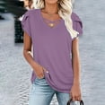 thumbnail image 5 of Youyipin women's tops Petal Sleeve Tops Summer Short Sleeve V Neck Criss Cross Tee Sexy Casual Basic T Shirts Blouses basic tees for women, 5 of 7