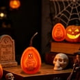 thumbnail image 6 of Hyknon Halloween LED Decor Light, Ghost Pumpkin Hanging Lamp, Skull Embossed Electronic Candle Light, Spooky Figurine Ambient Lamp, Battery Operated Table Hanging Ornament for Halloween Party ( B ), 6 of 7