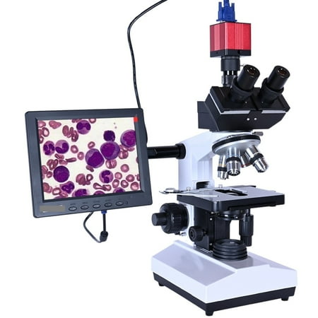 9inch LCD Professional Lab Biological HD Trinocular Microscope Zoom 2500X + USB VGA CVBS Electronic Digital CCD Camera Versatile Design