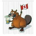 thumbnail image 2 of Ambesonne Canada Shower Curtain, Beaver Holding a Beer Mug, 69"Wx70"L, Ginger Multicolor, 2 of 4