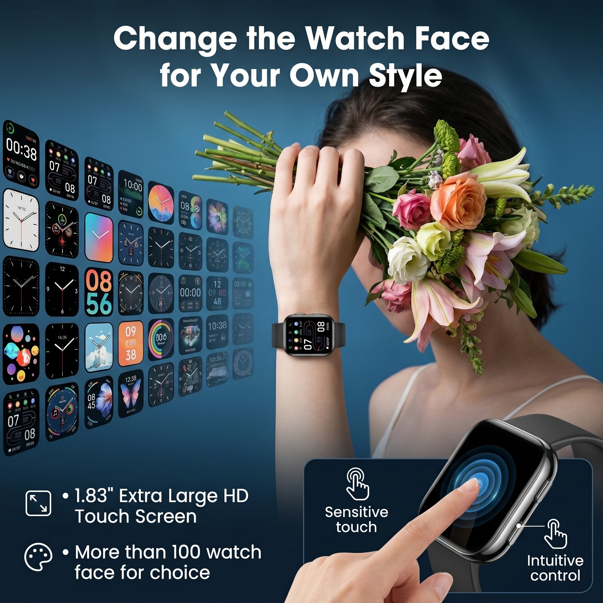 LBSAU 1.83" HD Smart Watch with Bluetooth Calling, Black photo 5